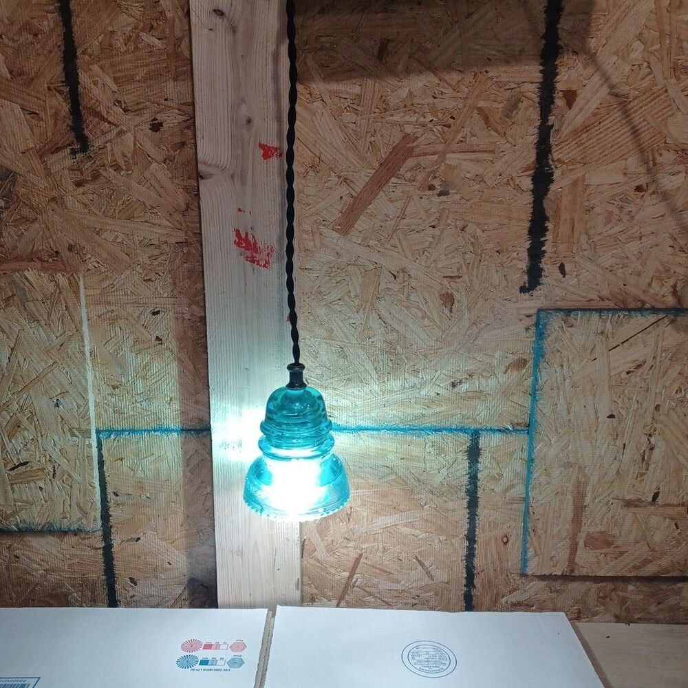 Rustic Glass Insulator Hanging Light Farmhouse Pendant Antique Upcycled Lamp